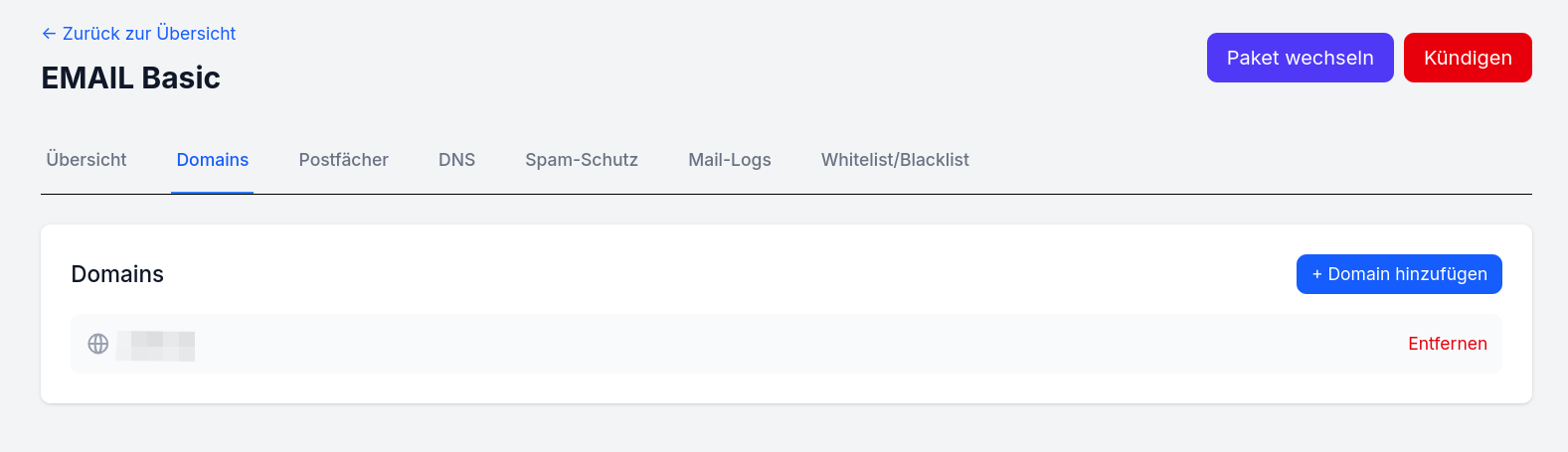 Domainverwaltung im E-Mail-Service