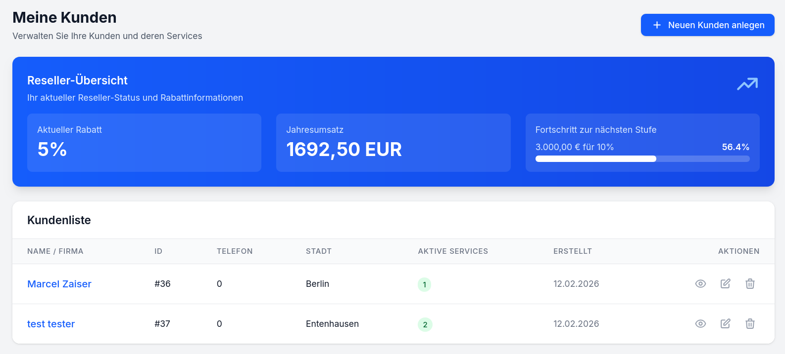 Meine Kunden – Subkunden verwalten